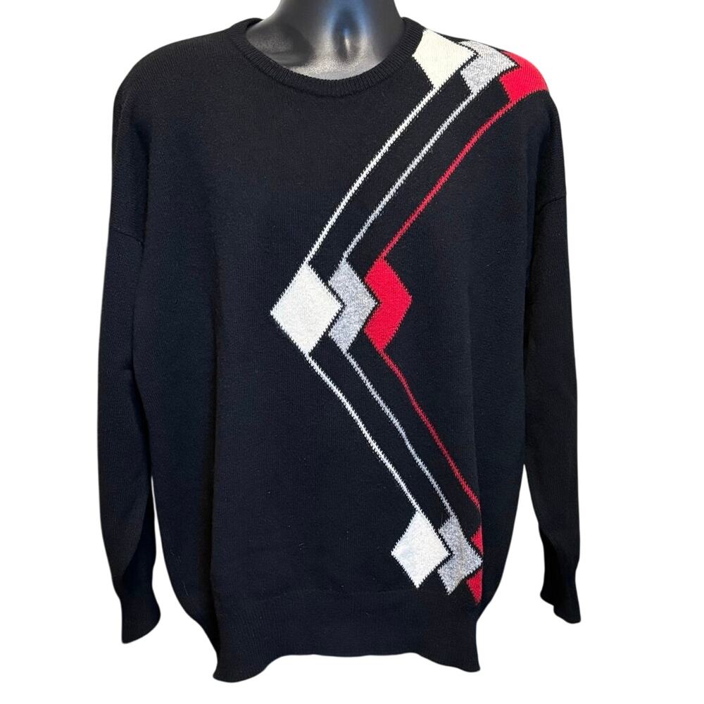 Bullock & Jones Men’s Size XL XXL Crewneck Sweater 100% Lambswool Wool Diamond